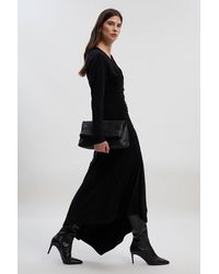 Karen Millen - Ruched Detail Brushed Textured Jersey Midi Dress - Lyst