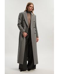 Karen Millen - Wool Double Breasted Tailored Maxi Coat - Lyst
