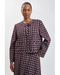 Karen Millen - Plus Size Check Trim Contrast Tailored Jacket - Lyst