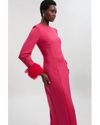 Karen Millen - Scuba Drama Tulle Detail Cuff Woven Midi Dress - Lyst
