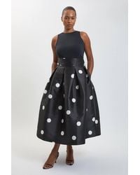 Karen Millen - Plus Size Spot Woven Twill Prom Skirt - Lyst