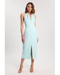 Karen Millen - Satin Tux Back Detail Tailored Midi Dress - Lyst