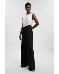 Karen Millen - Soft Tailored Asymmetric Neck Wide Leg Jumpsuit - Lyst