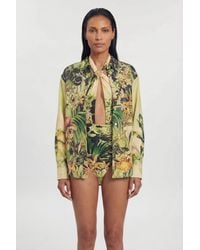 Karen Millen - Beach Tropical Spun Viscose Cover Up Shirt - Lyst