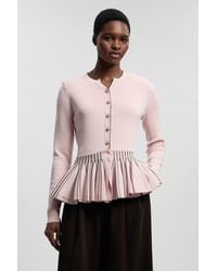 Karen Millen - Viscose Blend Knit Peplum Jacket - Lyst