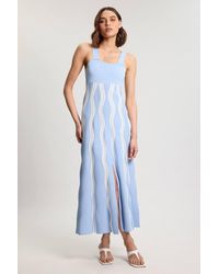 Karen Millen - Contrast Wave Knit A-Line Knitted Strappy Dress - Lyst