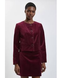 Karen Millen - Tailored Velvet Collarless Jacket - Lyst