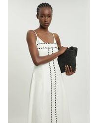 Karen Millen - Petite Tailored Linen Blend Contrast Stitch Midi Dress - Lyst
