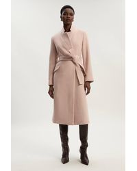 Karen Millen - Wool Investment Notch Neck Tailored Midi Coat - Lyst