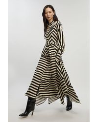 Karen Millen - Fluid Stripe Cotton Mix Woven Shirt Dress - Lyst