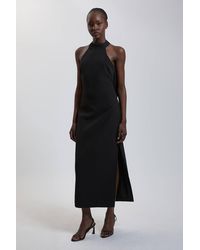 Karen Millen - Petite Soft Tailored Halter Neck Open Back Maxi Dress - Lyst