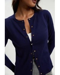 Karen Millen - Forever Viscose Blend Popper Knitted Cardigan Sweater - Lyst