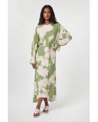 Karen Millen - Viscose Woven Printed Cowl Neck Midi Dress - Lyst