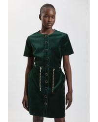 Karen Millen - Tailored Velvet Button Through Mini Dress - Lyst