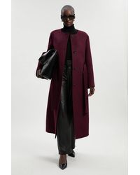 Karen Millen - Brushed Wool Single Breasted Belted Tailored Maxi Coat - Lyst