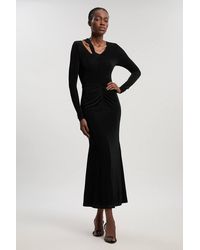 Karen Millen - Slinky Crepe Twist Detail Maxi Dress - Lyst