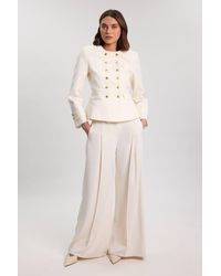 Karen Millen - Cotton Tailored Button Detail Peplum Blazer - Lyst