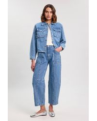 Karen Millen - Denim Studded Barrel Leg Jeans - Lyst