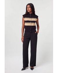 Karen Millen - Stripe Viscose Blend High Neck Knitted Tank Top - Lyst