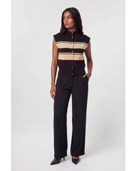 Karen Millen - Stripe Viscose Blend High Neck Knitted Tank Top - Lyst