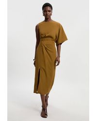 Karen Millen - Soft Tailored Asymmetric Sleeve Midi Dress - Lyst