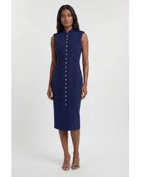 Karen Millen - Compact Stretch Button Detail Straight Pencil Dress - Lyst