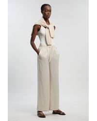 Karen Millen - Linen Wide Leg Woven Trouser - Lyst