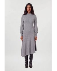 Karen Millen - Wool Look Rib Detail Long Sleeve Knitted Dress - Lyst