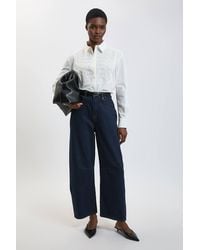 Karen Millen - Military Stitch Detail Cotton Poplin Shirt - Lyst