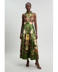 Karen Millen - Floral Twill Collared Maxi Dress - Lyst