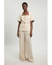 Karen Millen - Viscose Blend Wide Leg Tailored Trouser - Lyst