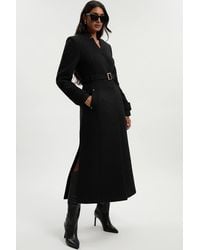 Karen Millen - Forever Wool Investment Notch Neck Belted Tailored Maxi Coat - Lyst