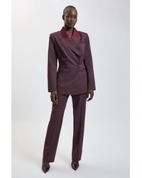 Karen Millen - Pinstripe Tailored Wide Leg Trouser - Lyst