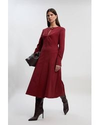 Karen Millen - Techno Keyhole Detail Long Sleeve Trim Detail Maxi Dress - Lyst