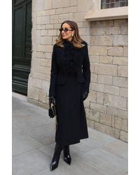 Karen Millen - Wool Detachable Collar Tailored Double Breasted Midi Coat - Lyst