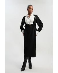 Karen Millen - Plus Size Twill Collared Woven Maxi Dress - Lyst