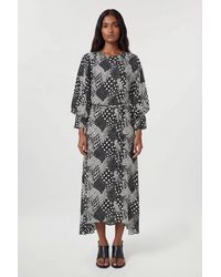 Karen Millen - Viscose Woven Printed Cowl Neck Midi Dress - Lyst