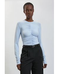 Karen Millen - Crepe Jersey Ruche Front Top - Lyst
