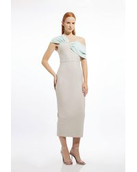 Karen Millen - Figure Form Bandage Asymmetric Strap Knit Midi Dress - Lyst