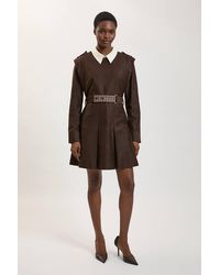 Karen Millen - Stretch Twill Belted Safari Mini Dress - Lyst