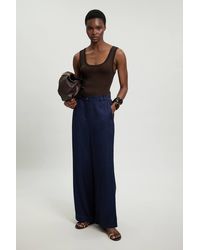 Karen Millen - Premium Viscose Linen Woven Straight Leg Trouser - Lyst