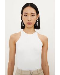 Karen Millen - Viscose Blend Rib Knit Racer Vest Top - Lyst