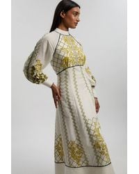 Karen Millen - Petite Voile Embroidered Cutwork Balloon Sleeve Woven Maxi Dress - Lyst