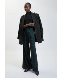 Karen Millen - Tartan Check Wide Leg Tailored Trouser - Lyst