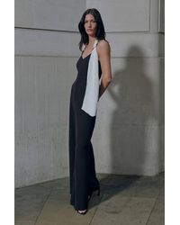 Karen Millen - Soft Tailored Colour Block Detail Halter Neck Jumpsuit - Lyst