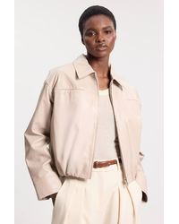 Karen Millen - Leather Collared Bomber Jacket - Lyst