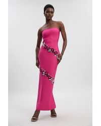 Karen Millen - Embellished Figure Form Bandage Bandeau Maxi Dress - Lyst