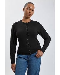 Karen Millen - Plus Size Forever Viscose Blend Knitted Stitch Detail Balloon Sleeve Cardigan Sweater - Lyst