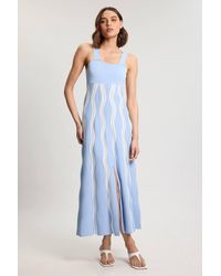 Karen Millen - Petite Contrast Wave Knit A-Line Knitted Strappy Dress - Lyst