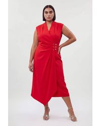 Karen Millen - Plus Size Trim Tailored Midi Pencil Dress - Lyst